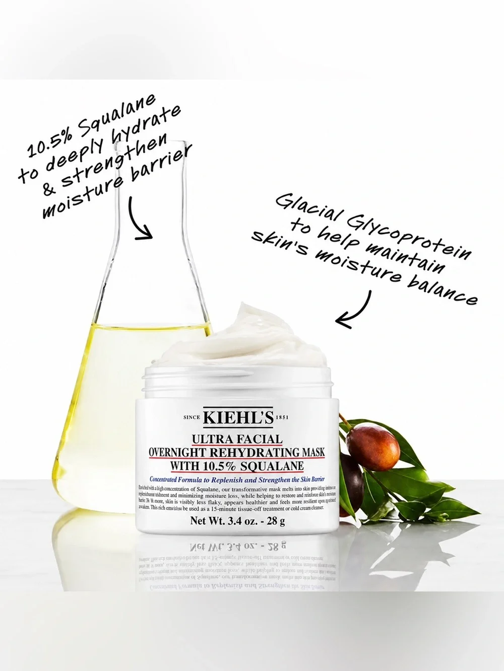 NEW Sephora Kiehl’s Ultra Facial Overnight Rehydrating Cream 10.5% Squalane acne